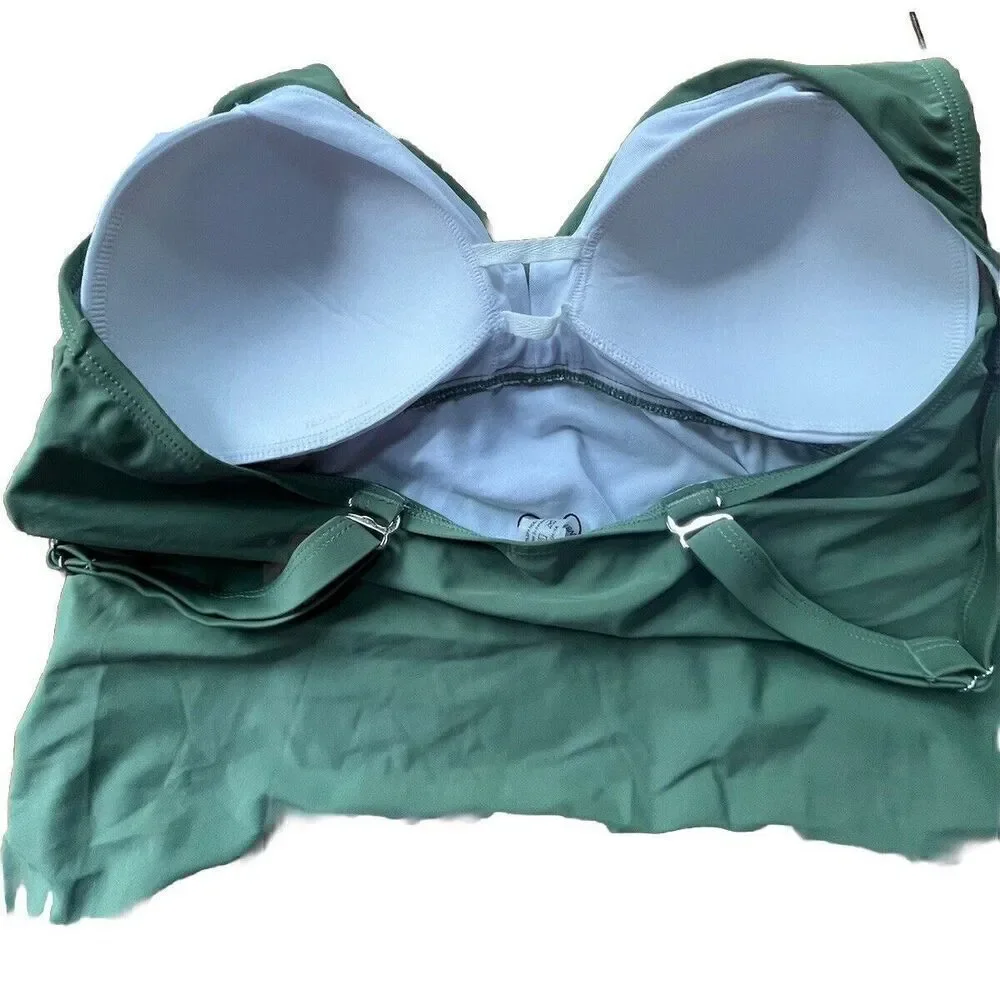 Aqua Eve Tankini Top Women Padded Adjustable GREEN Size 18W NWT - Picture 5 of 5